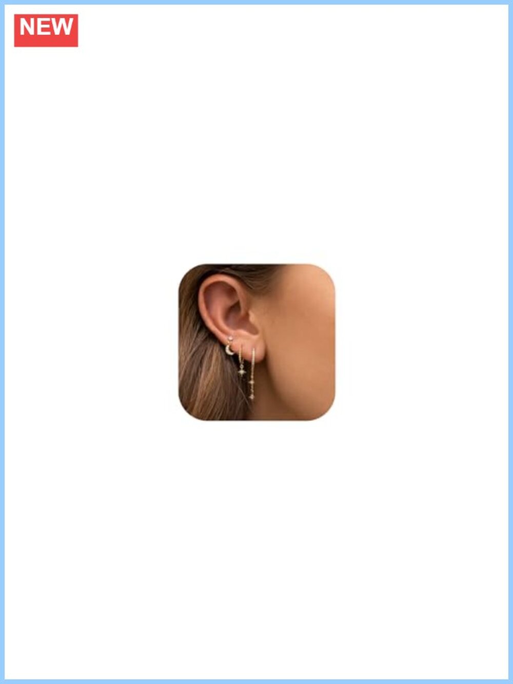 14K Gold Plated Stud Hoop Earrings Set Butterfly Moon Star Flower Evil Eye